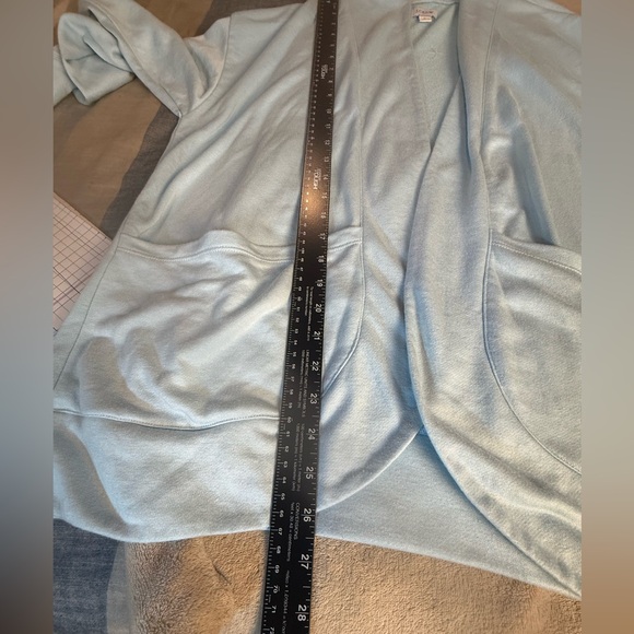 J.Crew Open Front Cardigan Soft loungewear Pale Pastel Blue Sweater Size L - Picture 6 of 9